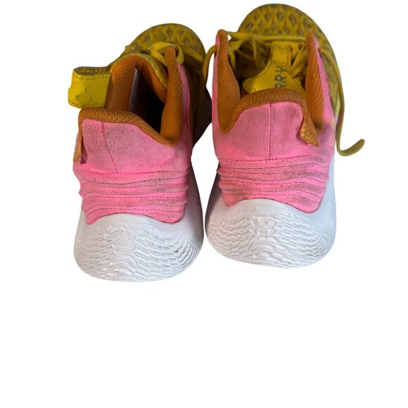 Under Armour Flow Sesame Street yellow orange pink sneakers size 5.5 Y - Picture 4 of 6